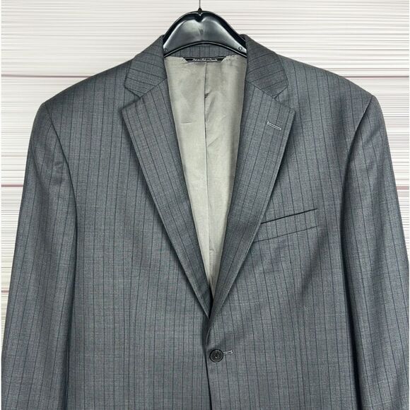 Jonathan Ogilvy Loro Piana Fitted Gray Striped Wool Suit Jacket Blazer 41R - Picture 3 of 16